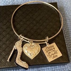 Silver plated bangle with charms